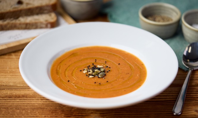 Slow Roasted Tomato Soup with Toasted Seeds (VE)2